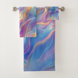 Conjunto De Toalhas Colorful opal swirly flowing marble texture