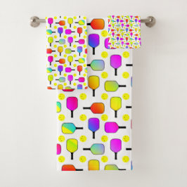 Conjunto De Toalhas Colorful, Pickleball Paddles, Yellow Pickleball 