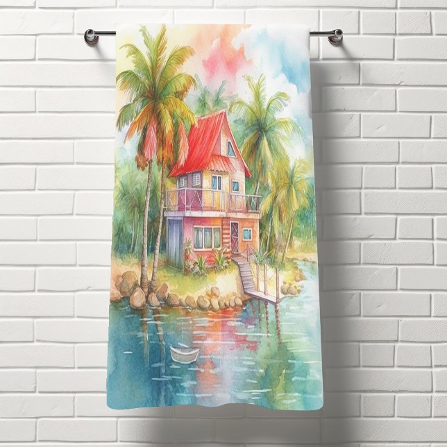 Conjunto De Toalhas Colorida Beach House Watercolor (Criador carregado)