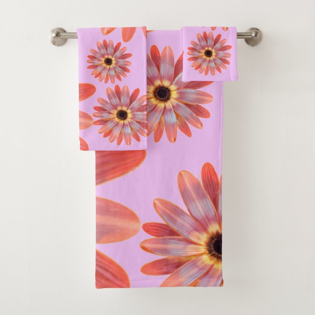 Conjunto De Toalhas Colorida Gerbera Daisy Floral Towel (Insitu)