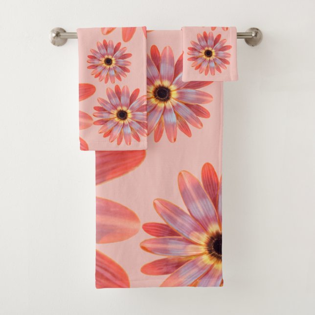 Conjunto De Toalhas Colorida Gerbera Daisy Floral Towel (Insitu)