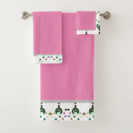 Conjunto De Toalhas Colunas de Banho Rosa