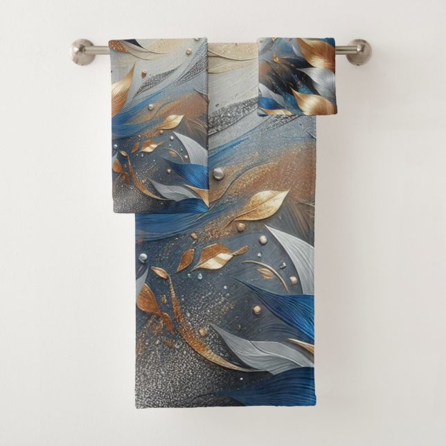 Conjunto de Toalhas com Estampa de Folhas em Bronz (Insitu)