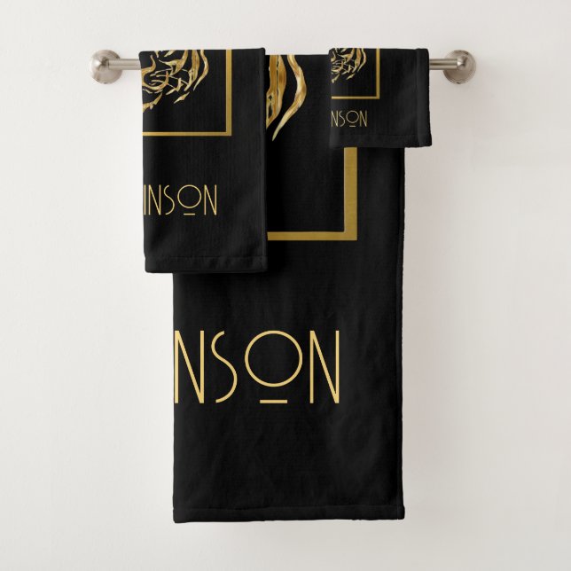 Conjunto de Toalhas com Rosto de Tigre Preto e Dou (Insitu)