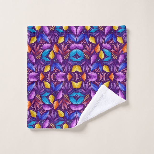Conjunto de toalhas com roxo, azul e laranja vibra (Pano de lavar)