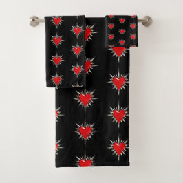 Conjunto de Toalhas com Sigilo de Coração com Pont