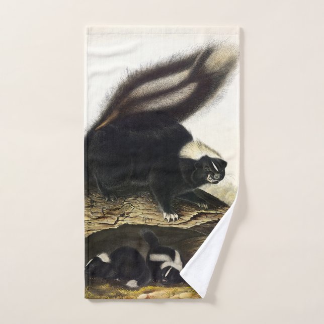 Conjunto De Toalhas Common American Skunk ou Striped Skunk, de Audubon (Toalha de mão)