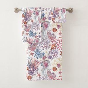 Conjunto De Toalhas Composição de Aquarela Subaquático Série Design 3