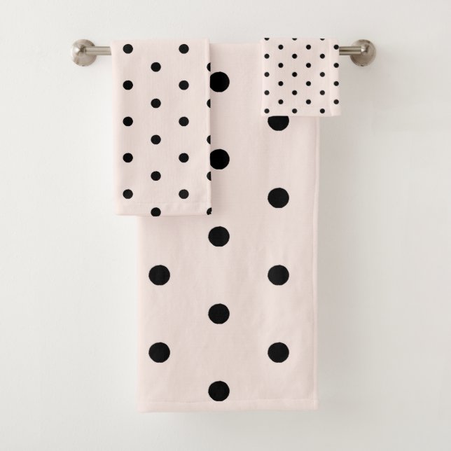 Conjunto De Toalhas Concha de Amendoa Fantasia com Bolinhas Pretas (Insitu)