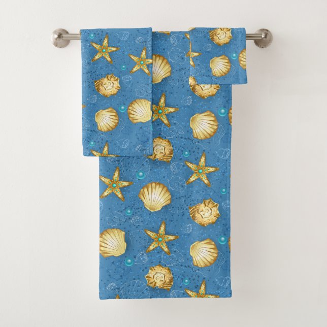 Conjunto De Toalhas Conchas Douradas  (Insitu)