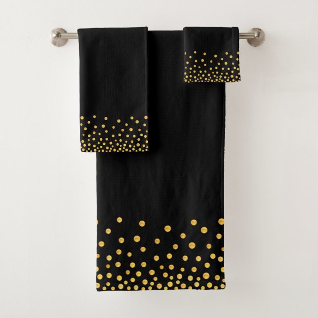 Conjunto De Toalhas Confete Dourado Elegante em Preto (Insitu)