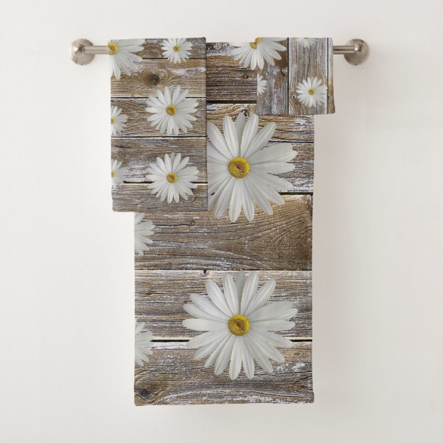 Conjunto De Toalhas Conselho Rustic Barn Daisy Flower (Insitu)
