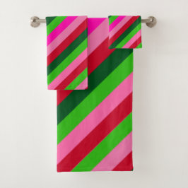 Conjunto De Toalhas Contemporary Colors Christmas Stripes