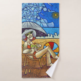 Conjunto De Toalhas Contemporary Cubist Beach Art - Summer Relaxation 