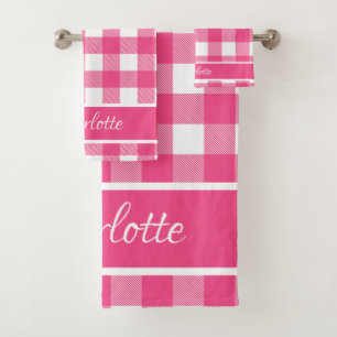 Conjunto De Toalhas Controlos de Buffalo Branco Rosa, Francês, Rosa Mo