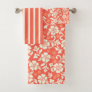 Conjunto De Toalhas Coordenada-Coral havaiano do hibiscus de Kapalua