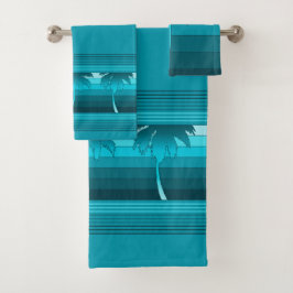 Conjunto De Toalhas Coordenadas listradas de Hilo palmas havaianas