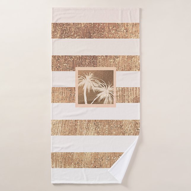 Conjunto De Toalhas Copper & Cream Palmeiras Tropicais Brilho Chic (Toalha de Banho)