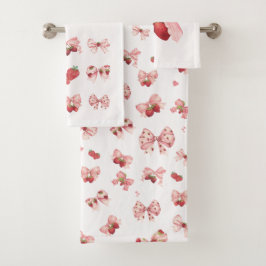 Conjunto De Toalhas Coquette Strawberry & Bow Towel Set (3 Pieces) 