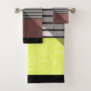 Conjunto De Toalhas cor abstrato moderna limão amarelo-marrom bl