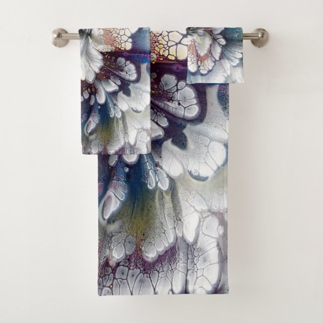 Conjunto De Toalhas Cor branca, preta, Marinho, de pintura acrílica az (Insitu)