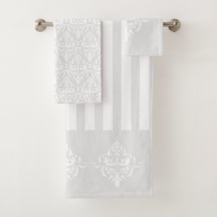 Conjunto De Toalhas Cor damasco Elegante De Cinza Leve na moda