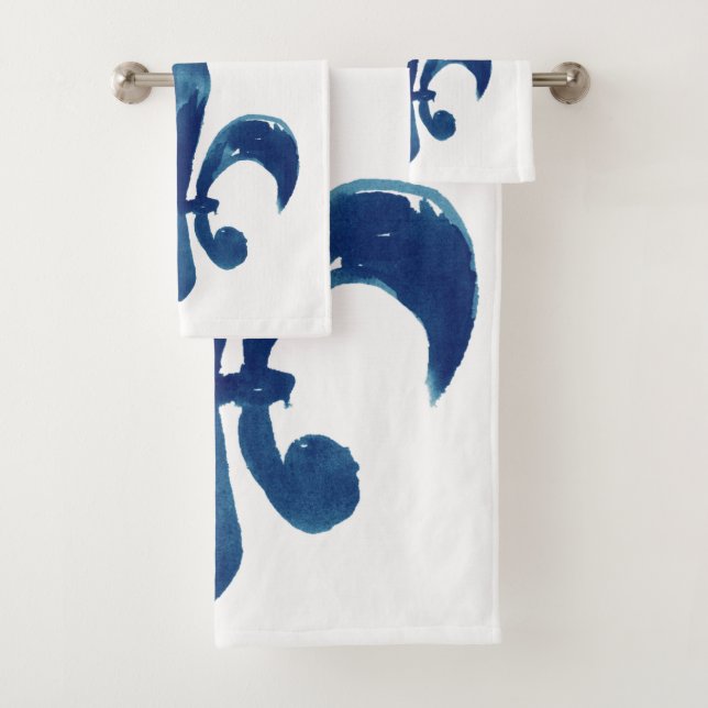 Conjunto De Toalhas Cor de Água Azul Pintado À Mão (Insitu)