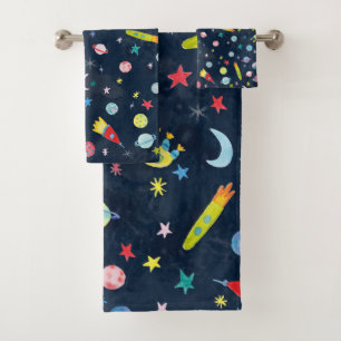 Conjunto De Toalhas Cor de Água do Padrão de Espaço Externo