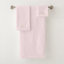 Cor-de-rosa-branco monograma | Banho Minimalista D