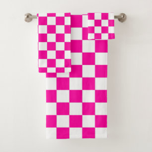 Conjunto De Toalhas Cor-de-rosa e branco-neon verificados