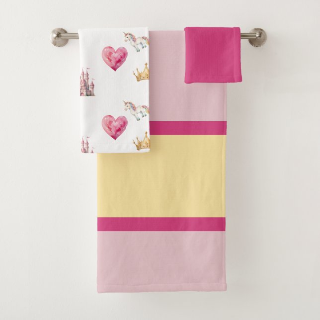 Conjunto De Toalhas Cor-de-rosa e princesa amarela (Insitu)