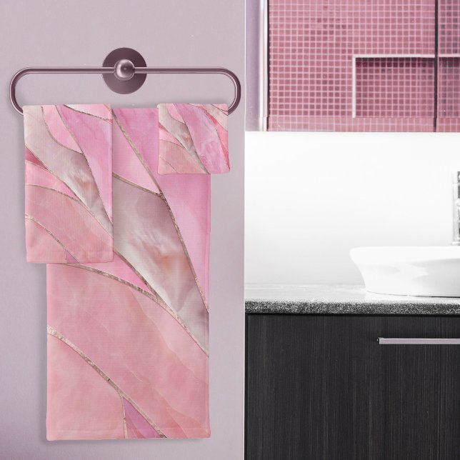 Conjunto De Toalhas Cor-de-rosa-rosa - Ondas de mosaico (Criador carregado)