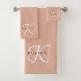 Conjunto De Toalhas Cor-de-rosa-rosa-pincel do script Elegante moderno