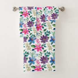 Conjunto De Toalhas Cor-de-rosa-rosa-verde-branca