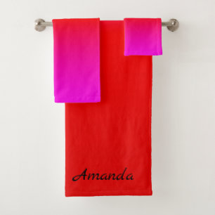 Conjunto De Toalhas cor-de-rosa verde-verde, escarlate, vermelho, rosa