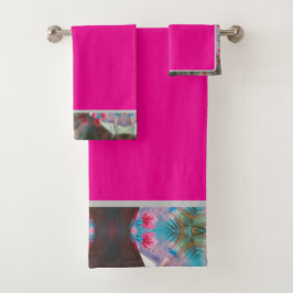 Conjunto De Toalhas Cor-de-rosa vermelhos