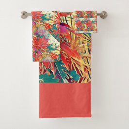 Conjunto De Toalhas Cor do Gráfico Verde Laranja Verde Laranja Brilhan