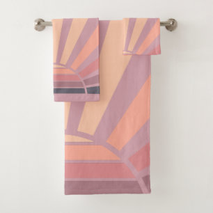 Conjunto De Toalhas Cor do Sol Rosa e Roxo