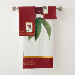 Conjunto De Toalhas Cor E Texto De Personalização Floral Da Vintagem E