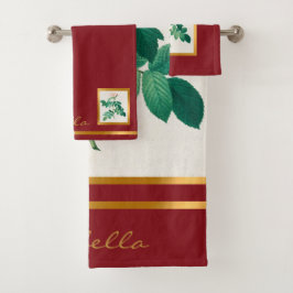 Conjunto De Toalhas Cor E Texto De Personalização Floral Da Vintagem E