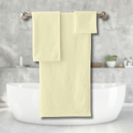 Conjunto De Toalhas Cor Sólido Amarelo-Manteiga | Elegante Clássico