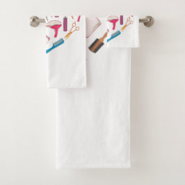 Conjunto De Toalhas Coração da Ferramenta Hairdresser Hairstylist