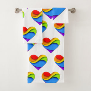 Conjunto De Toalhas Coração em forma de arco-íris de SlipperyJoe em ca