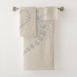 Conjunto De Toalhas Coração Luminoso E Diamantes Em Lente Suave