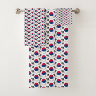 Conjunto De Toalhas Corações Coreanos e Bandeira Coreana/Coreia do Sul