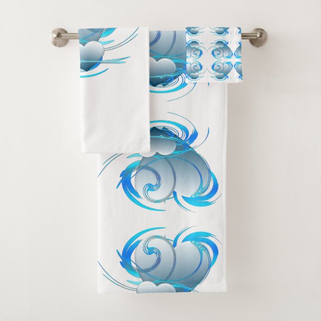 Conjunto De Toalhas Corações de espiral (Insitu)