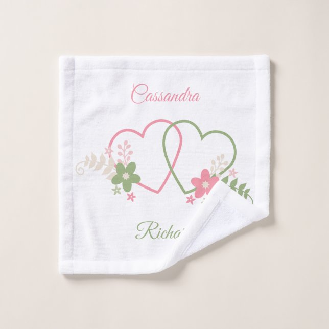 Conjunto De Toalhas Corações Duplos Personalizados Recentemente (Pano de lavar)
