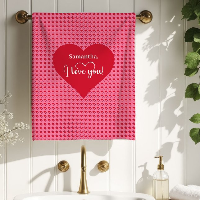 Conjunto De Toalhas Corações Elegantes Presente Personalizado de Dia d (Elegant Hearts Personalized Best Valentine’s Gift Bath Towel Set )