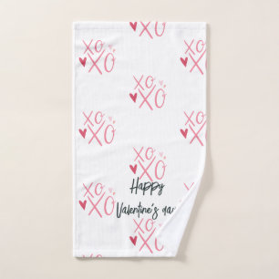Conjunto De Toalhas Corações Rosa "XOXO" Feliz Dia dos Namorados