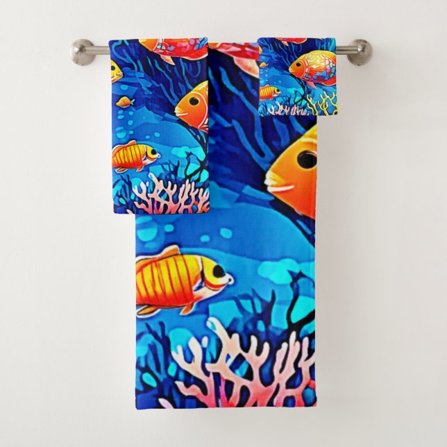 Conjunto De Toalhas Coral Reef Fish Art (Insitu)